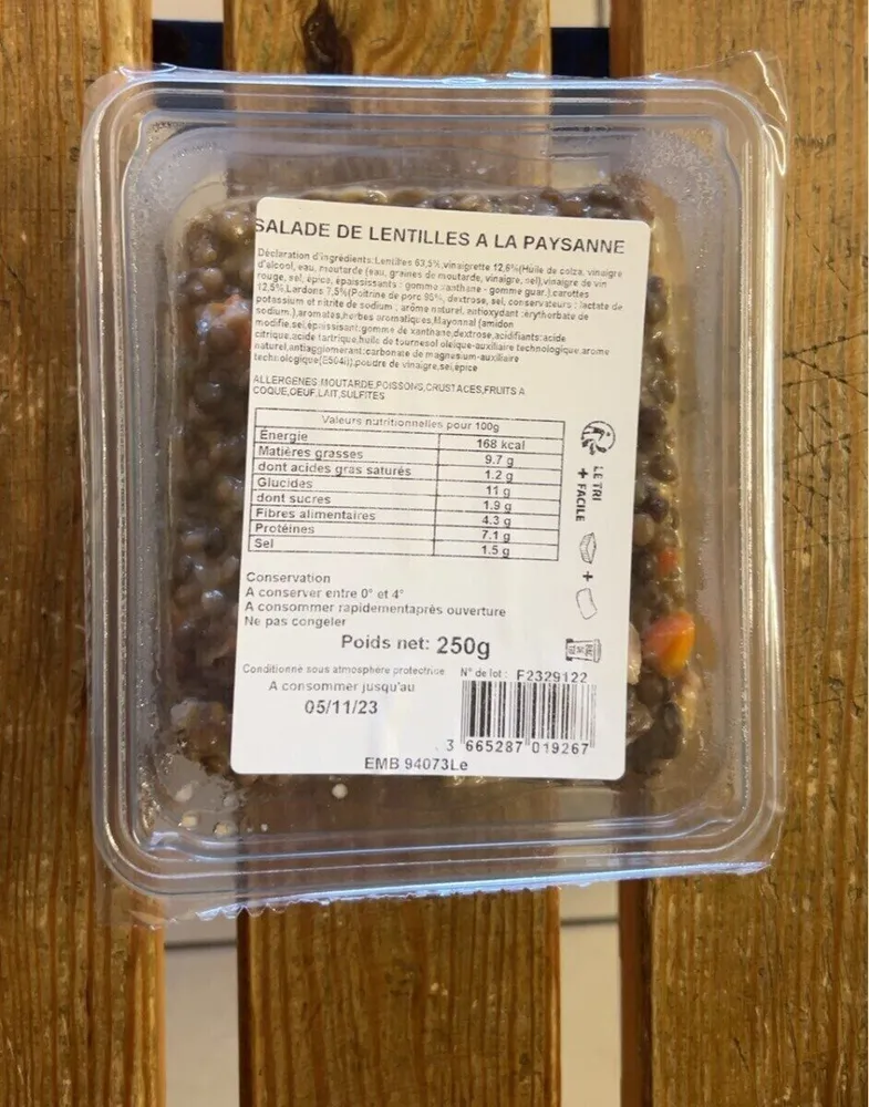 Salade lentilles a la paysanne