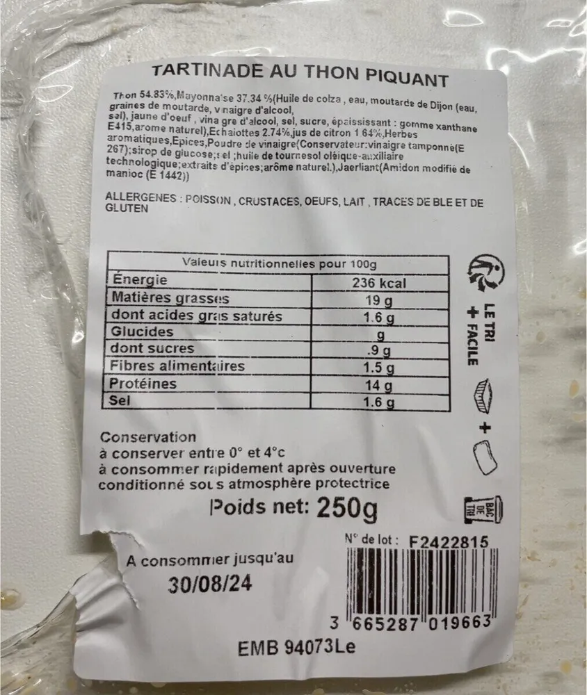 Tartinade au thon piquant