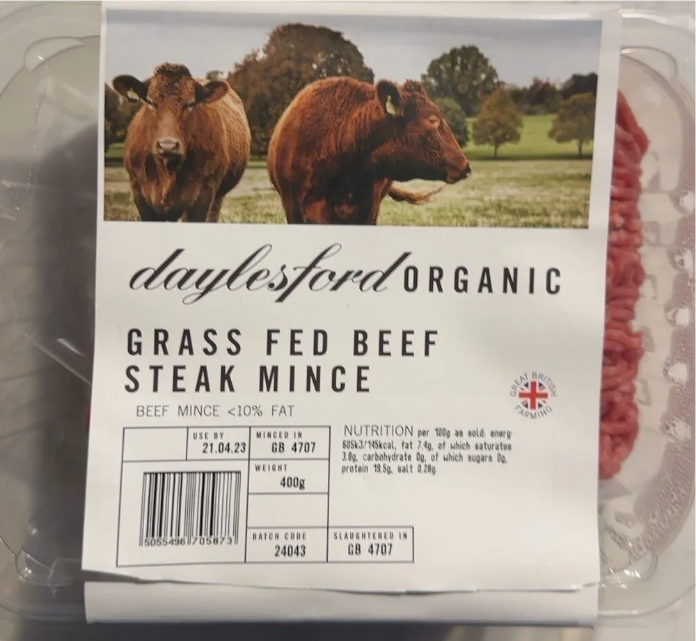 organic grass fed beff steak mince