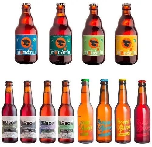 Lot 5x33cl - Assortiment bières artisanales du terroir des Alpes : Verte des Alpes 4,8% Alc./Vol, Mandrin aux Noix 5,8% Alc./Vol, Mandrin au Sapin 8% Alc./Vol, Mandrin au Miel 4,8% Alc./Vol, Nobow Lad