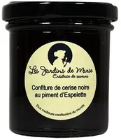 Confiture de cerise noire au piment d'Espelette - Les Jardins de Marie - Meilleure confiturière de Monde - pot