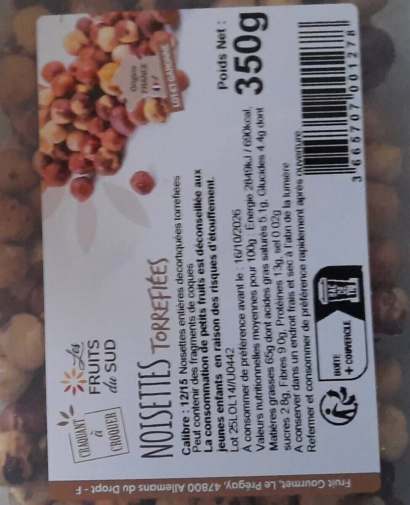 Noisettes torrefiées