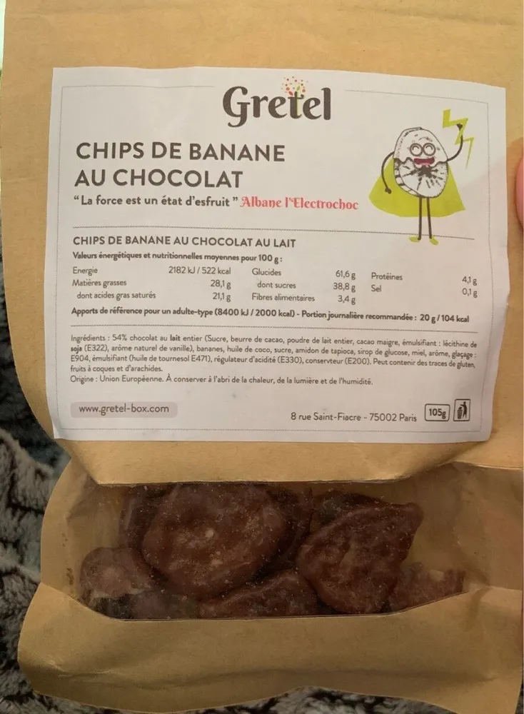 Chips de banane au chocolat