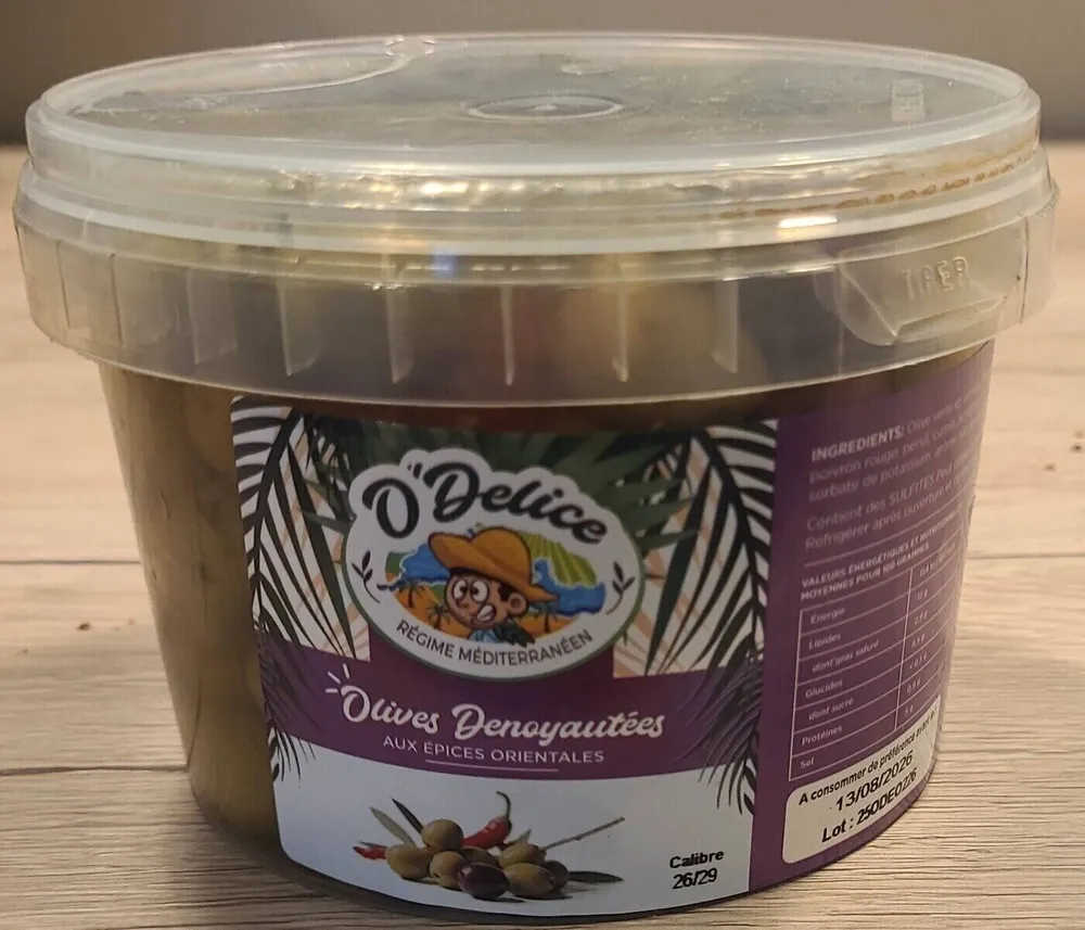 Olives denoyautées aux epices orientales
