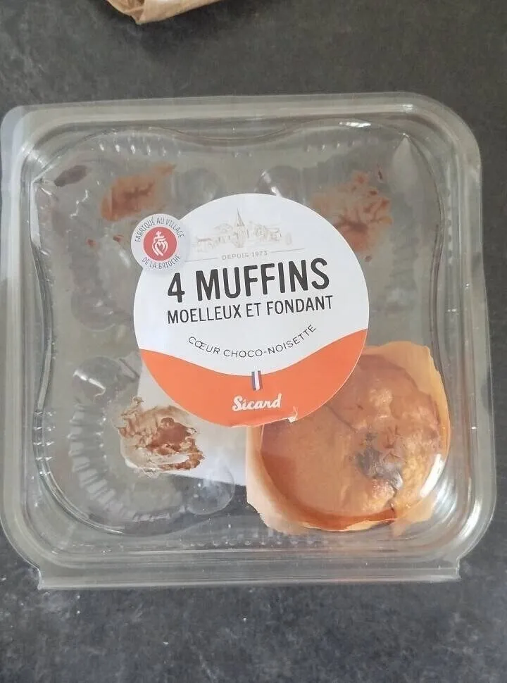 4 MUFFINS MOELLEUX ET FONDANT CŒUR CHOCO-NOISETTE