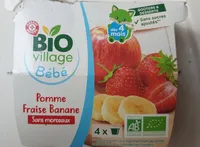 Compote pomme fraise banane bio