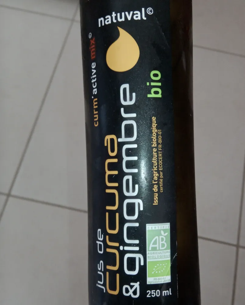 Jus De Curcuma Et Gingembre Bio - 250 ML - Natuval
