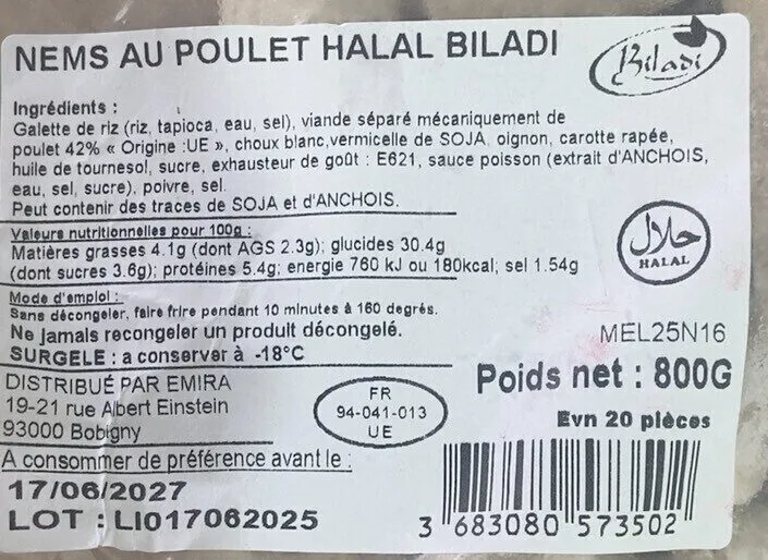 Nems poulet halal