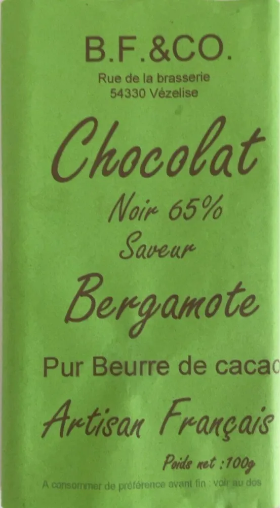 Chocolat noir 65% saveur bergamote