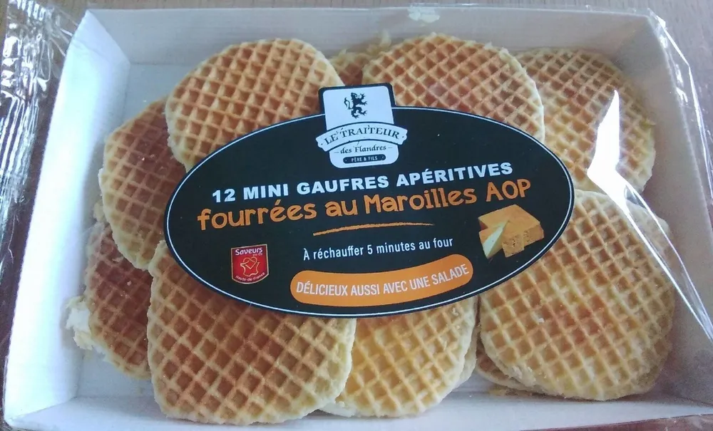 12 mini gaufres apéritives fourrées au maroilles AOP
