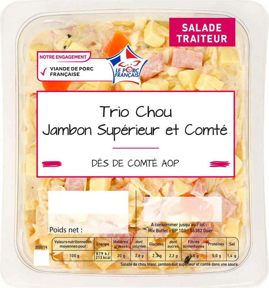 Trio choux, jambon supérieur et comté