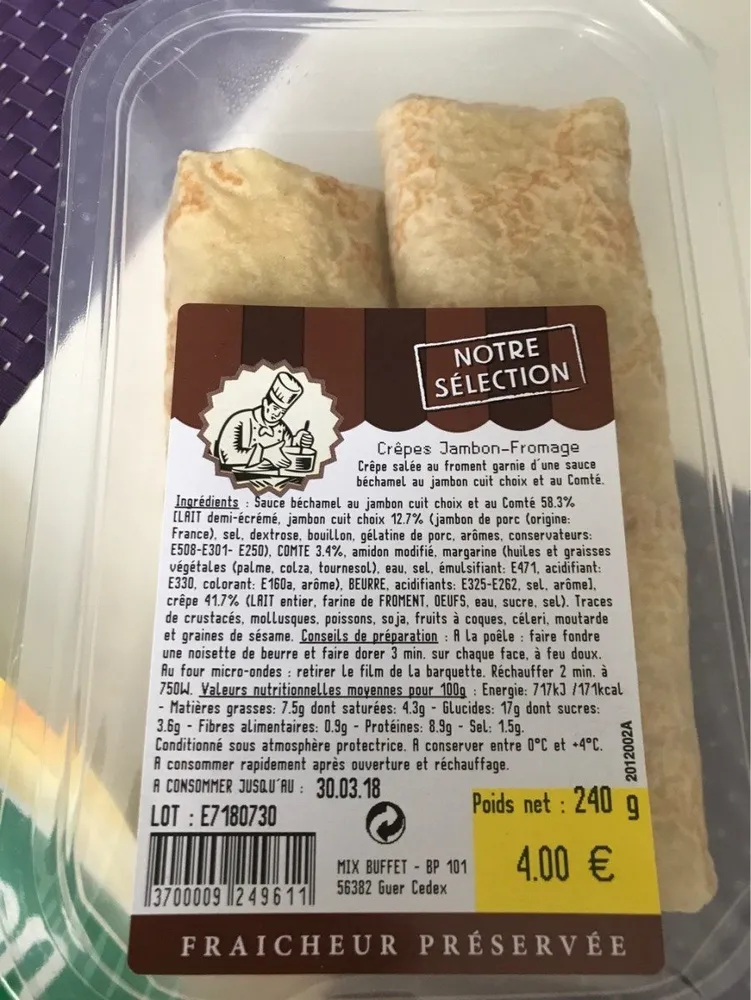 Crepe jambon fromage traiteur