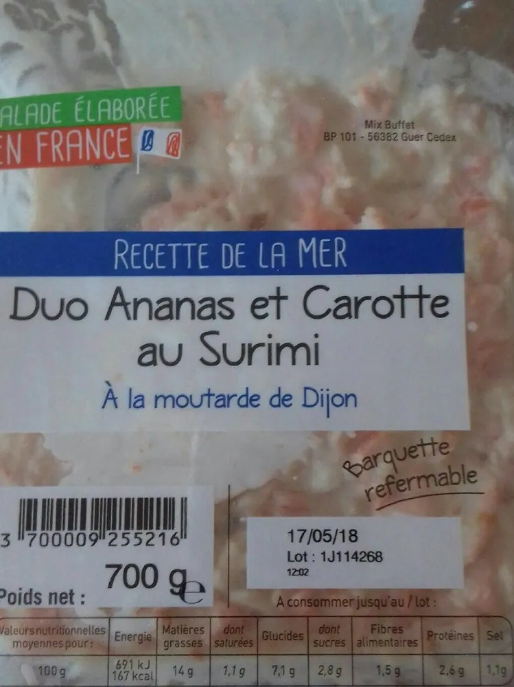Duo d'ananas et  Carotte au Surimi