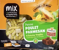 Penne - poulet Parmesan & sauce pesto - petit brownie au chocolat