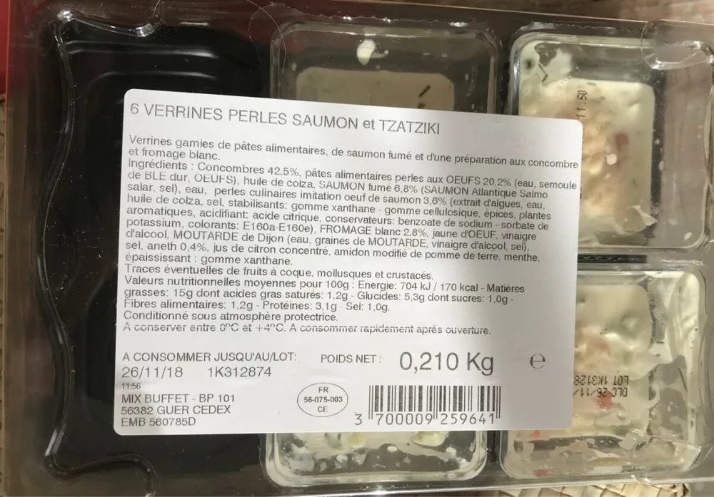 Verrines perles saumon et tzatziki