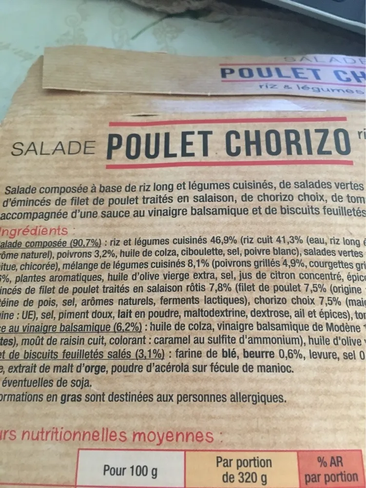 Salade poulet chorizo