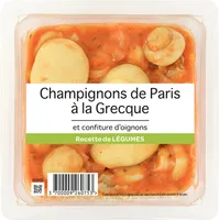 Champignon de Paris à la Grecque et Confiture d'Oignons