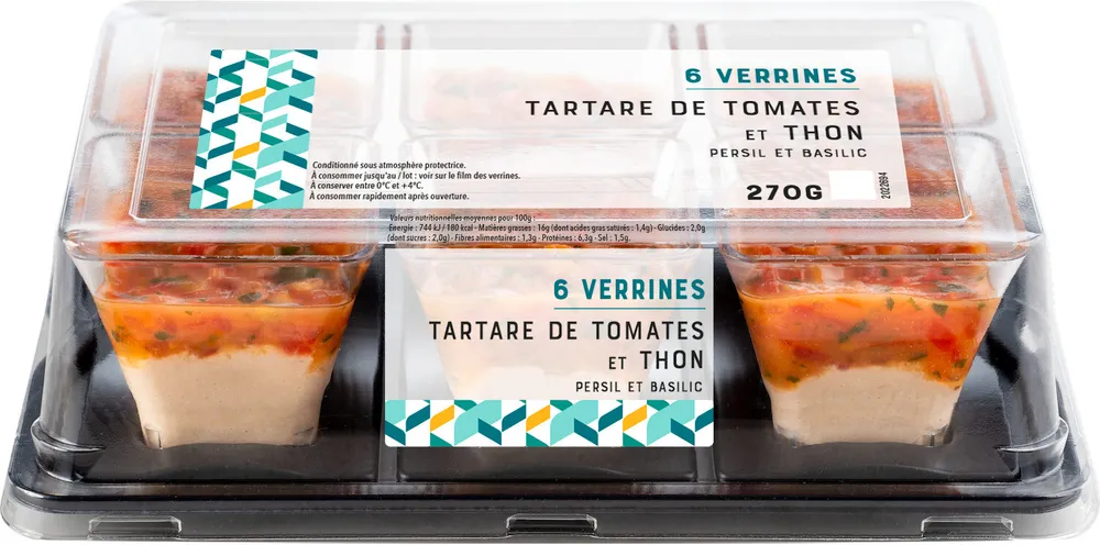 6 verrines tartare de tomates et thon