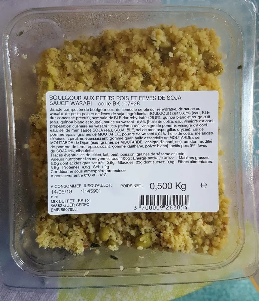 Boulgour petits pois soja wasabi