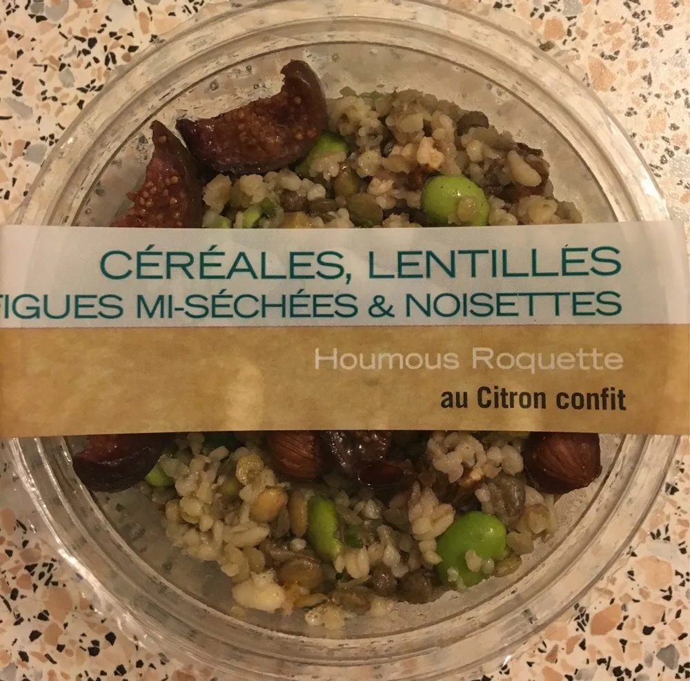Céréales lentilles, figues mi-séchées & noisettes