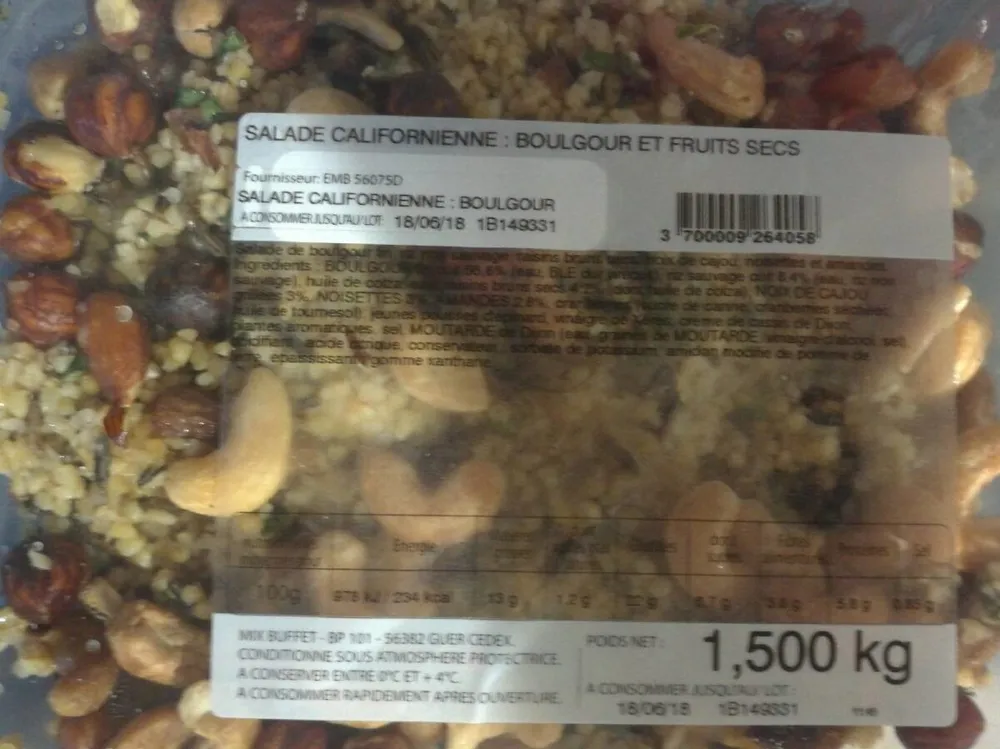 Salade californienne boulgour et fruits secs