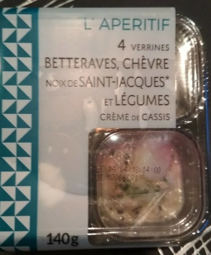 Verrines betteraves chèvre noix de St Jacques et legumes