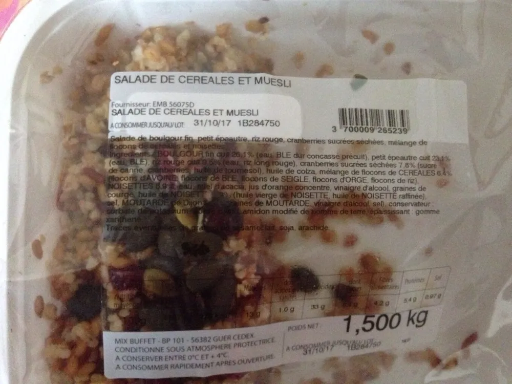 Salade de cereales et muesli