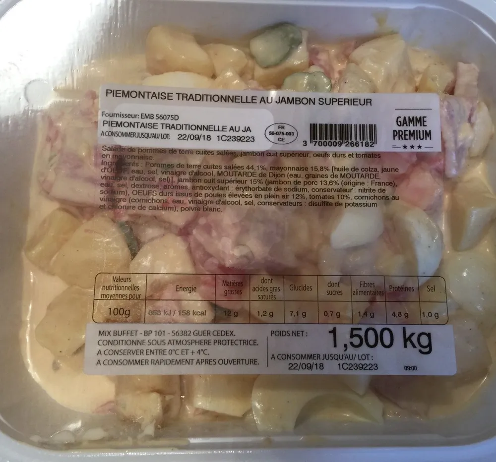 Piemontaise traditionnellebau jambon superieur