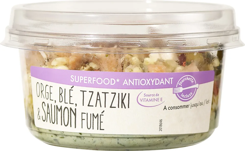 Orge, blé, tzatziki & saumon fumé