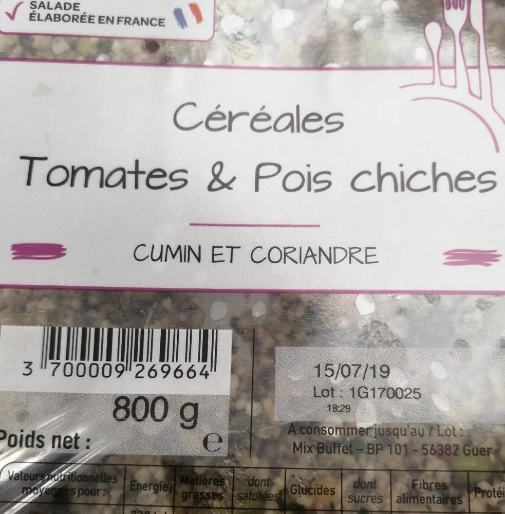 Céréale tomate et pois chiches