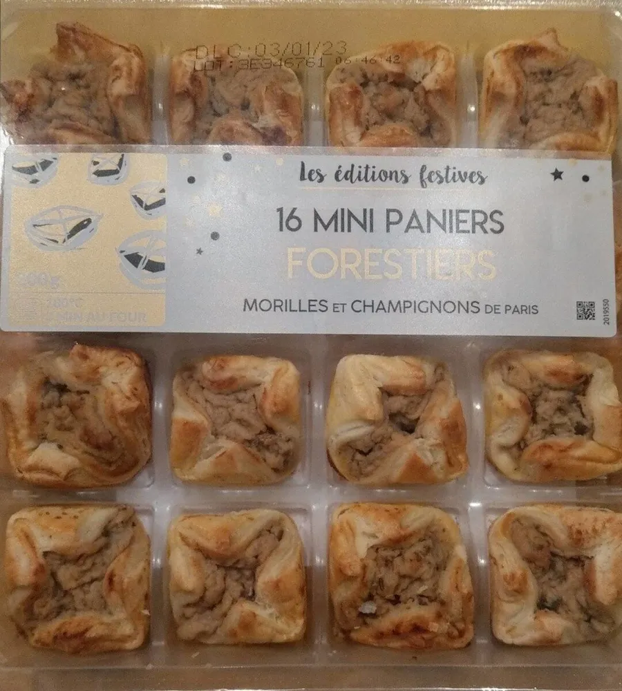 16 mini paniers forestiers morilles et champignons de paris