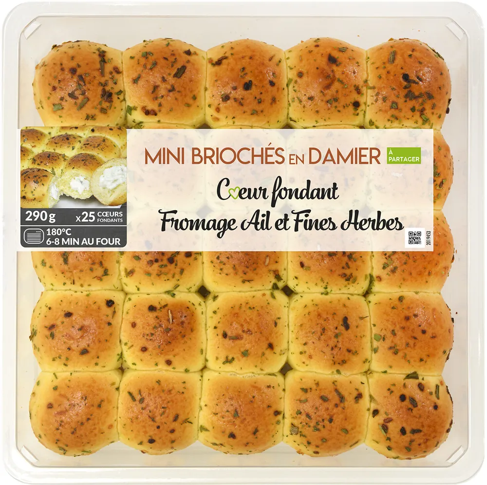 Mini Briochés en Damier (Cœur fondant Fromage Ail et Fines Herbes)