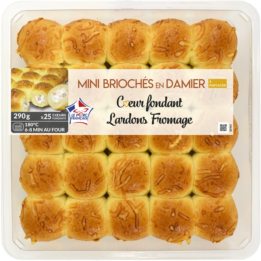 Mini Briochés en Damier (Cœur fondant lardons fromage)