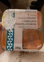 Effiloché de rouget et cabillaud tomates et poivrons