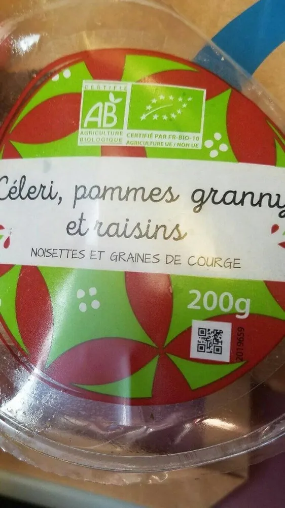 Celeri, pomme grany et raisins bio