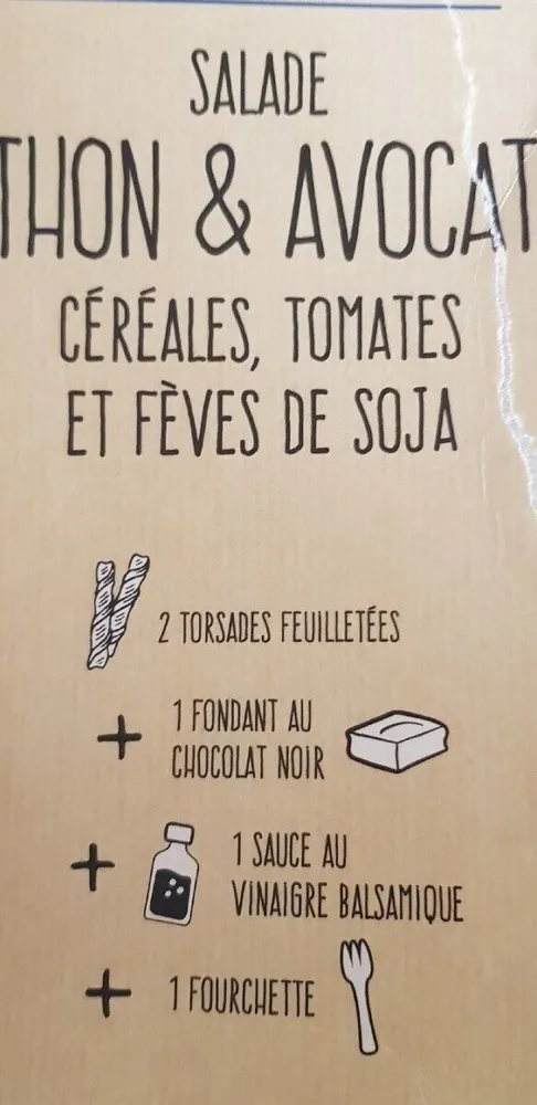 Salade thon avocat céréales tomate  fèves