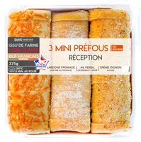 3 Mini Préfous Réception : Lardons Fromage, Ail Persil, Crème Oignon