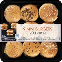 9 Mini Burgers Réception (Cheeseburgers - Bacon - Montagnard)