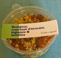 Boulgour concassé d'avocat légumes et lentilles