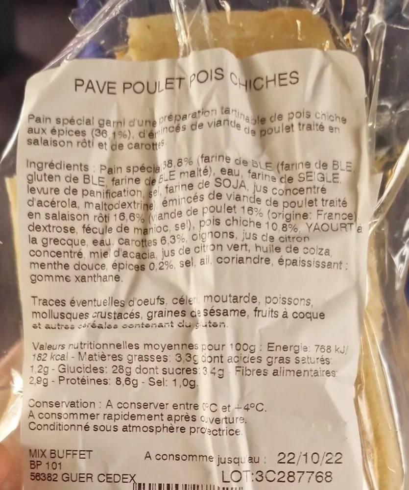 Pavé poulet pois chiche