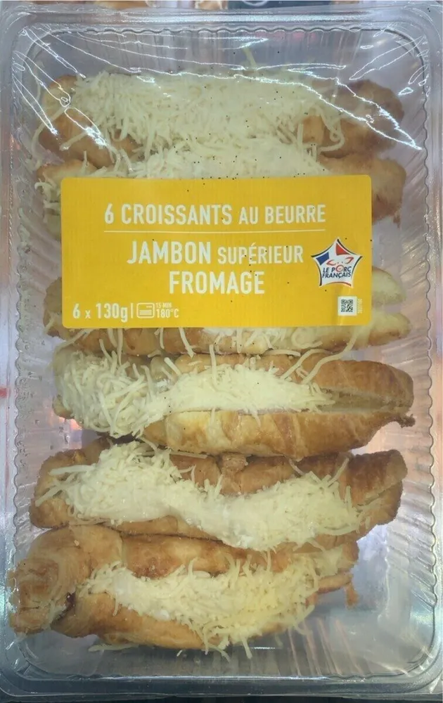 6 croissants jambon fromage