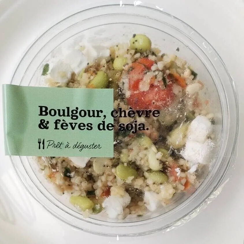 Boulgour, chèvre et fèves de soja.