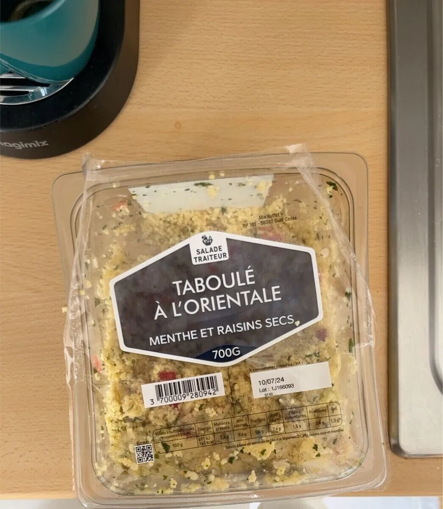 Taboulé a l’orientale Menthe et Raisins secs