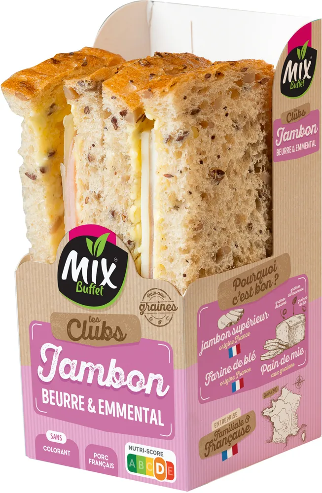 Sandwich club jambon emmental beurre