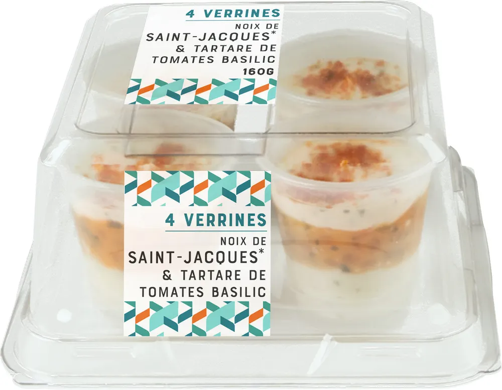 4 verrines noix de Saint-Jacques et tartare de tomates basilic