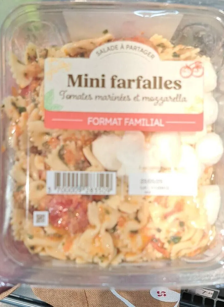 Mini farfalles tomates marinées mozzarella