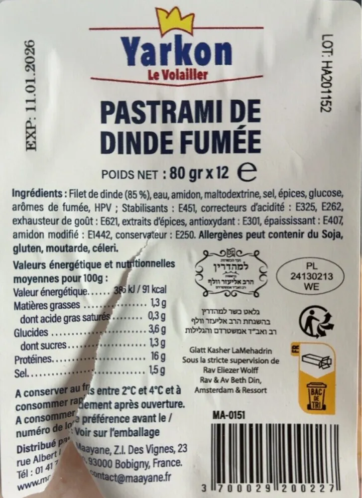Pastrami de dinde, fumée
