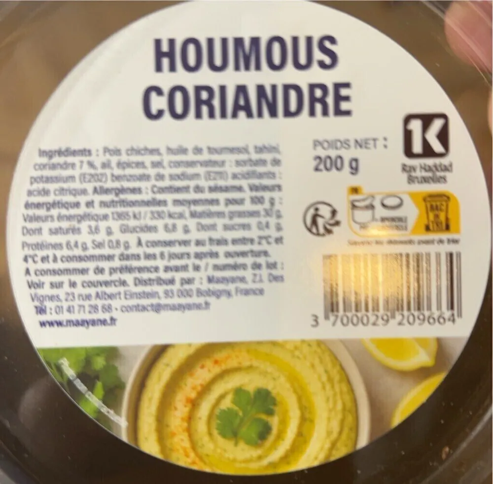 Houmous coriandre