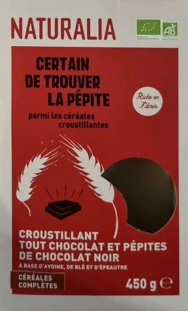 Croustillant tout chocolat et pépites de chocolat noir