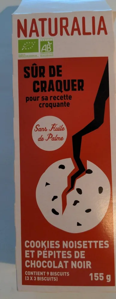 Cookies noisettes et pépites de chocolat noir